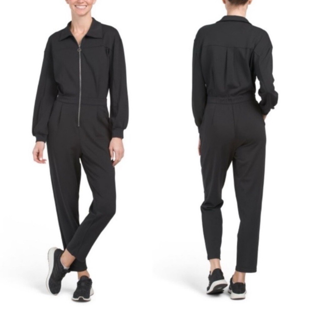 Bailey 44 Women's Black Jumpsuit Jersey Stretch Front zip and pockets SZ‎ S